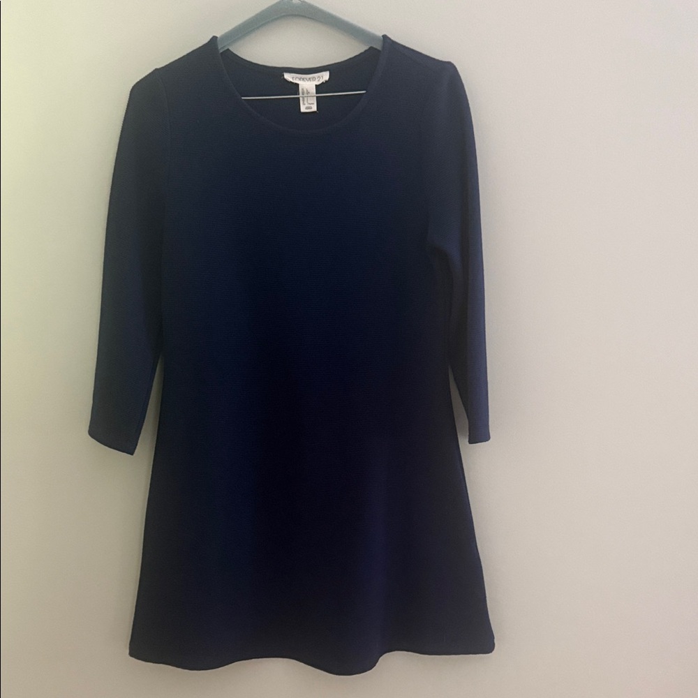 Forever 21 Navy Long Sleeve A-Line Dress